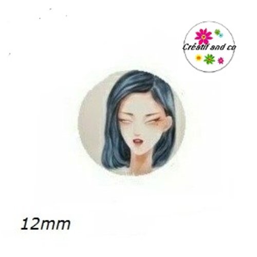 X2 cabochons visage de femme 12mm