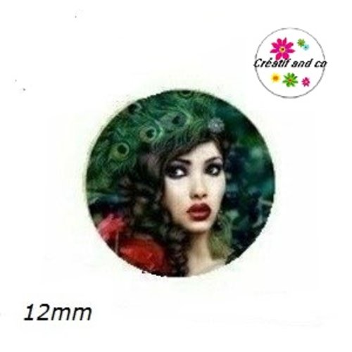 X2 cabochons visage de femme 12mm