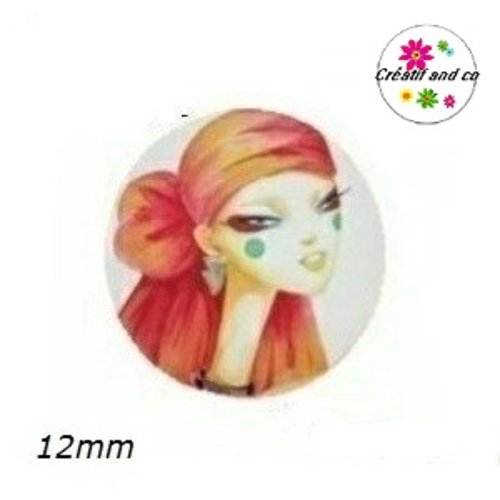 X2 cabochons visage de femme 12mm