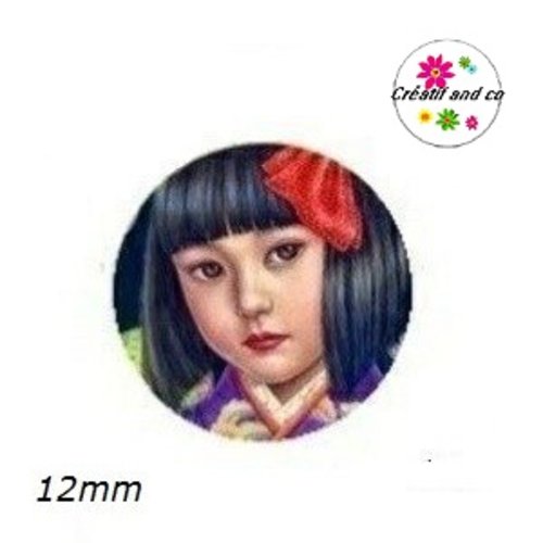 X2 cabochons visage petite fille 12mm