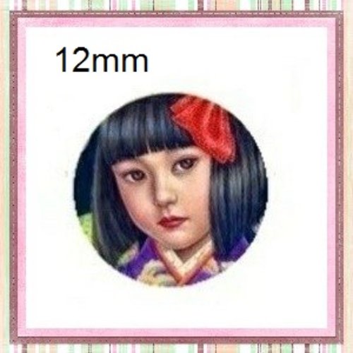 X2 cabochons visage petite fille 12mm