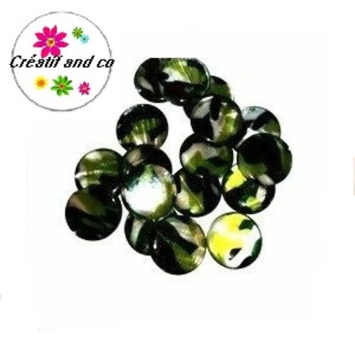 Perle forme palet nacre camouflage 20mm