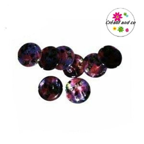 Perle forme palet nacre fleurie 20mm