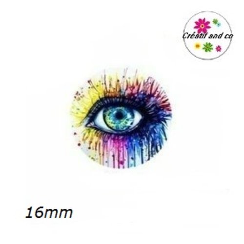 X2 cabochons oeil coloré 16mm