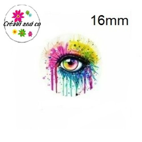 X2 cabochons oeil coloré 16mm