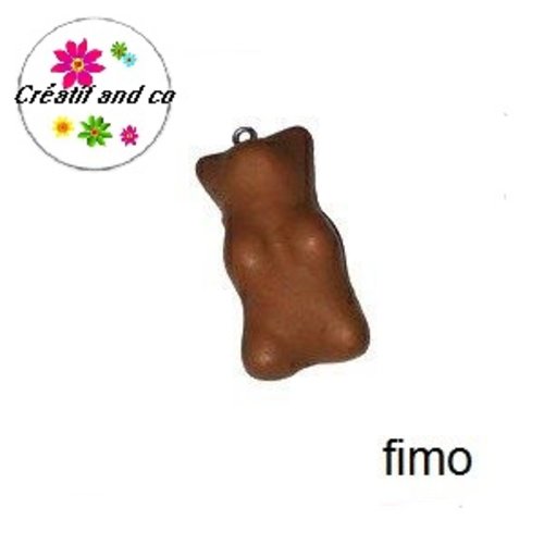 Ourson guimauve chocolat fimo 35mm