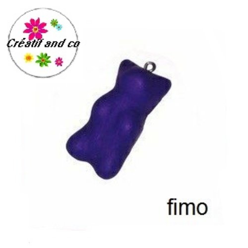 Ourson guimauve violet fimo