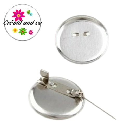 X5 broches argentées pour cabochon 18/20mm