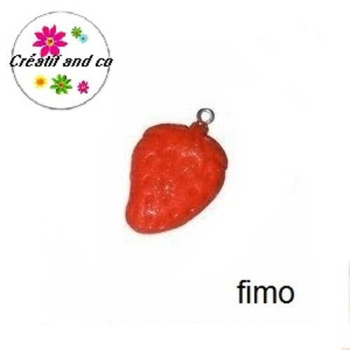 Fraise rouge plate fimo