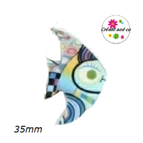 Breloque poisson bleu 35mm