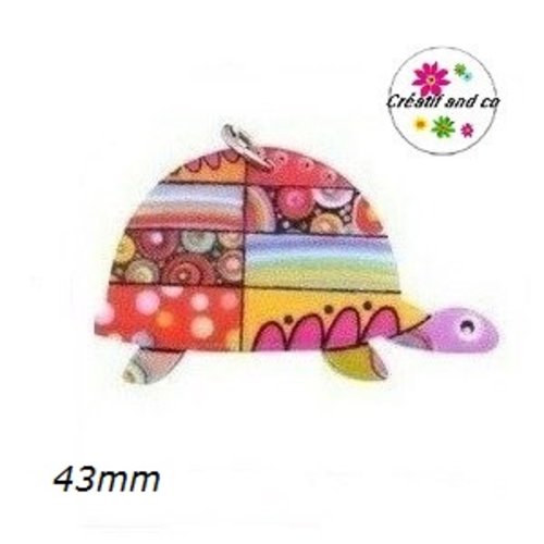 Breloque tortue colorée 43mm
