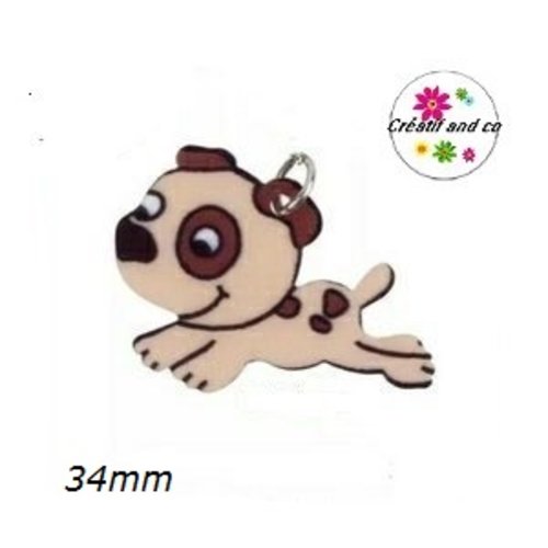 Breloque chien marron caramel 34mm