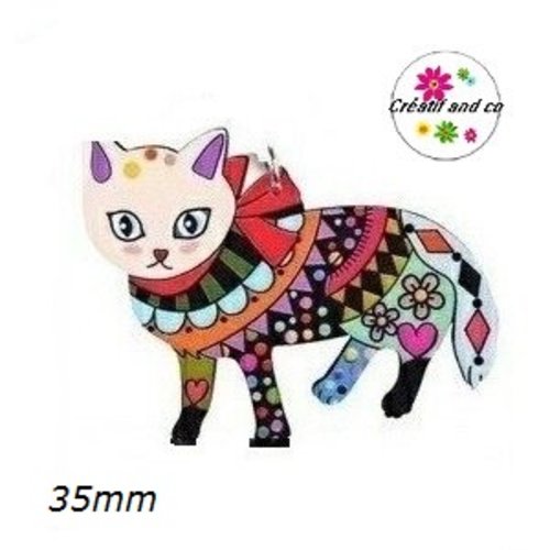 Breloque chat coloré 35mm