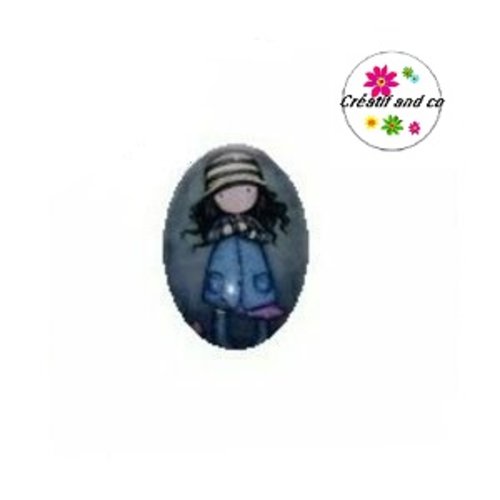X2 cabochons ovales gorjuss petite fille 18x25mm