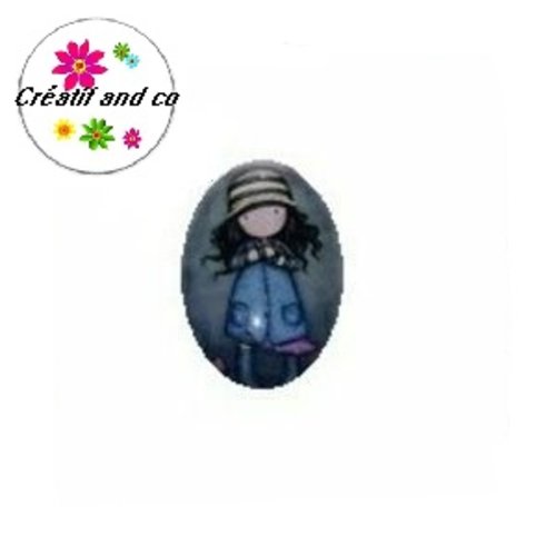X2 cabochons ovales gorjuss petite fille 18x25mm