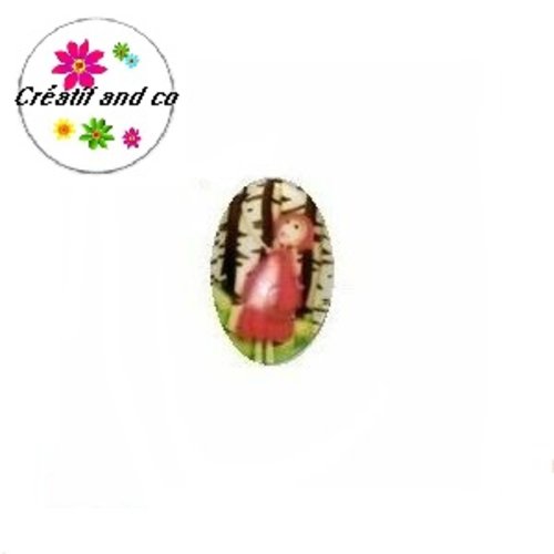 X2 cabochons ovales chaperon rouge 18x25mm