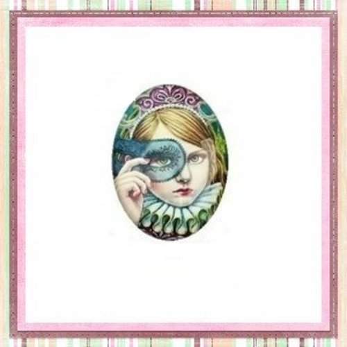 X2 cabochons ovales petite fille 18x25mm