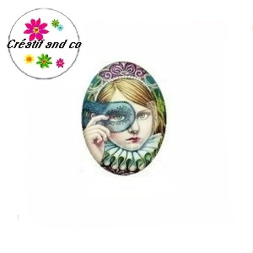 X2 cabochons ovales petite fille 18x25mm
