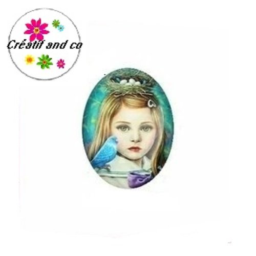 X2 cabochons ovales petite fille 18x25mm