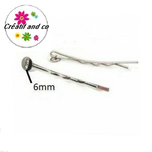 X5  barrettes métal plateau 6mm