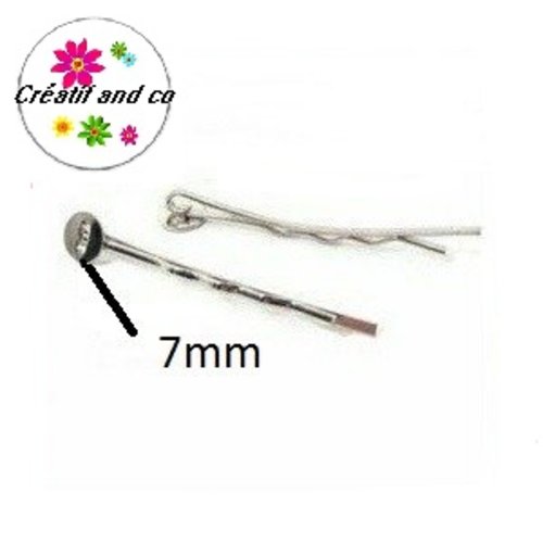 X4  barrettes métal plateau 7mm