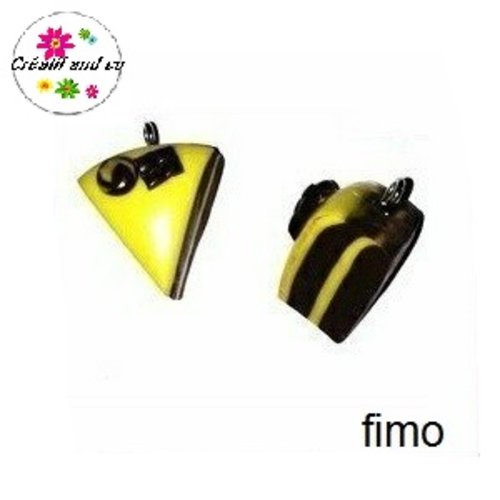 Part de gâteau choco-banane fimo