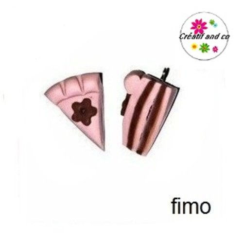 Part de gâteau choco-café fimo