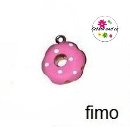 Donut à la fraise pois blanc fimo