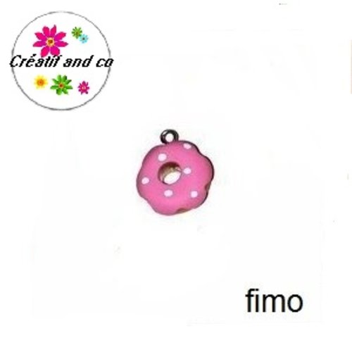 Donut à la fraise pois blanc fimo