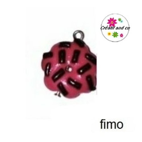 Donut à la framboise pépite choco fimo