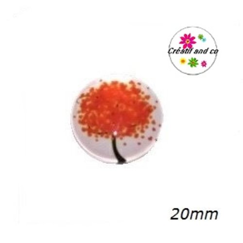 Cabochon arbre rouge orangé 20mm