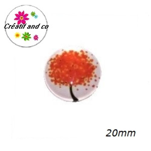 Cabochon arbre rouge orangé 20mm