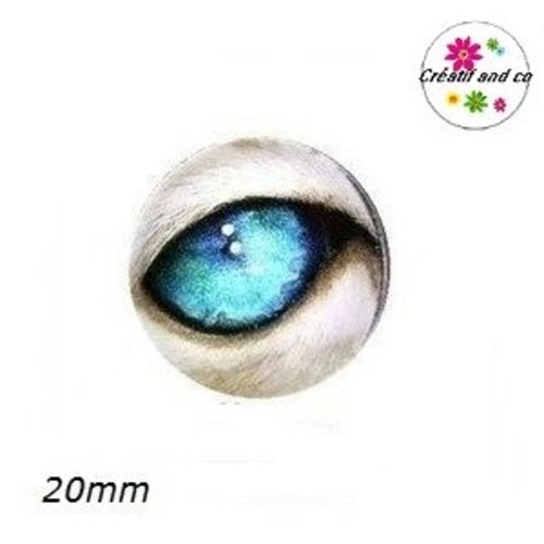 Cabochon  oeil bleu 20mm