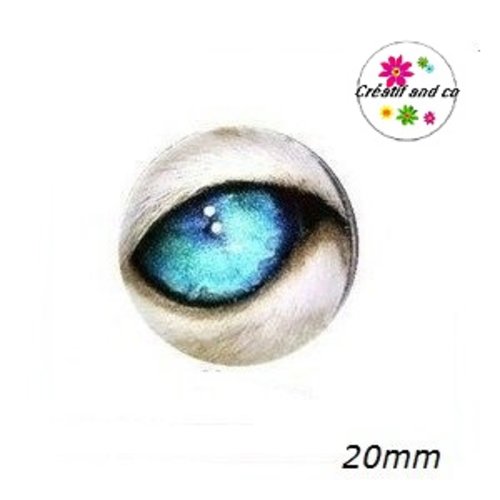 Cabochon  oeil bleu 20mm