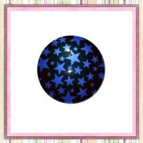 Cabochon rond étoile bleu 20mm