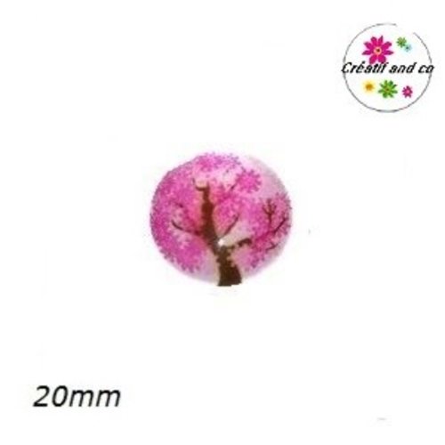 Cabochon arbre de vie rose 20mm
