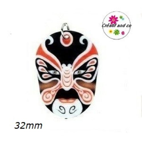 Breloque masque chinois opéra pékin 32mm