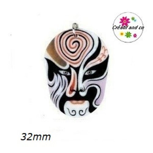 Breloque masque chinois opéra pékin 32mm