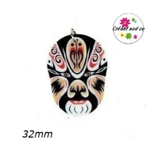 Breloque masque chinois opéra pékin 32mm