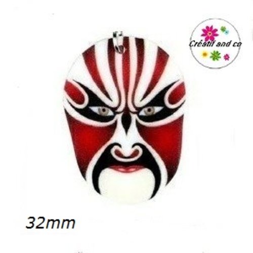 Breloque masque chinois opéra pékin 32mm