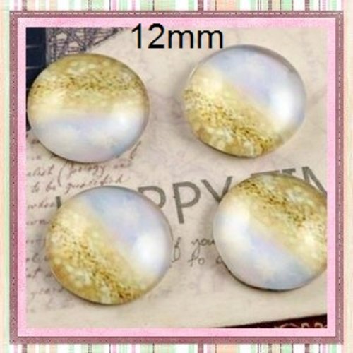 X2 cabochons blanc et or 12mm