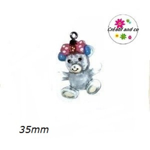 Breloque ourson bleu translucide