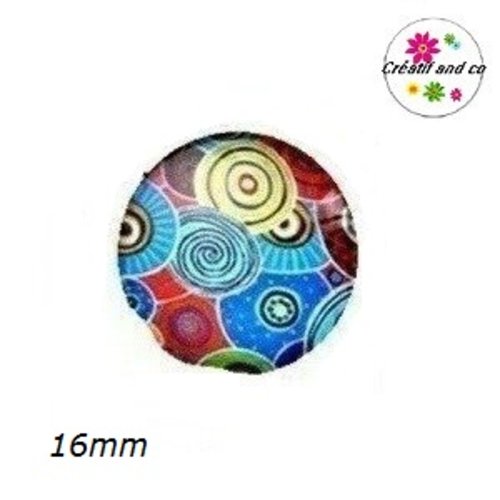 X2 cabochons psychadélique 16mm