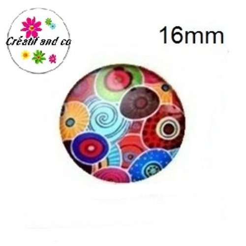 X2 cabochons psychadélique 16mm