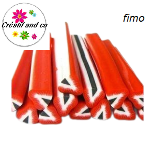 Cane fimo fraise coeur noir