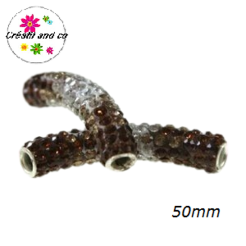 Grande perle tube incurvée strass shamballa 50mm