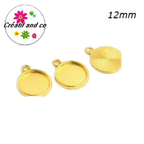 X2 pendentifs dorés pour cabochon 12mm