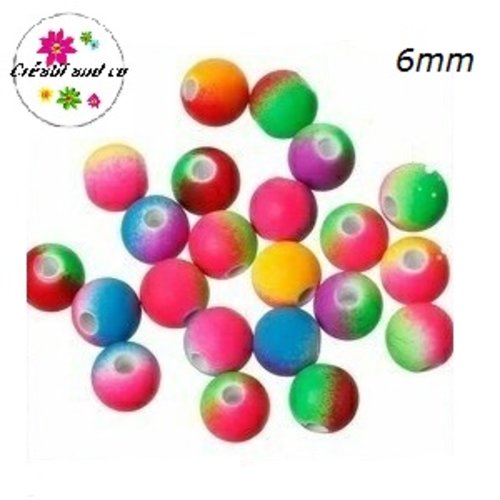 X15 perles rondes acryliques bi- couleur 6mm