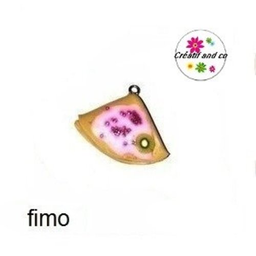 Breloque crêpe à la fraise fimo