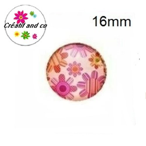 X2 cabochons fleuris 16mm